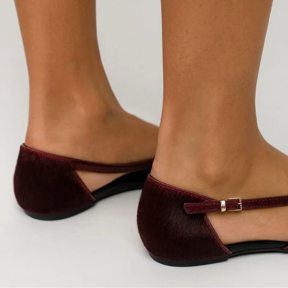 Zara Strappy Furskin Leather Ballet flats with Buckle Detail women’s 36 US 6 - Picture 3 of 10